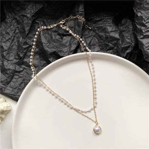 Ancient Stacked Double-layer Pearl Necklace Women - Image 2