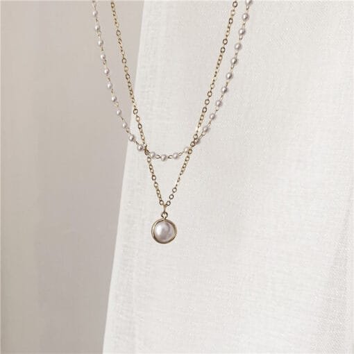 Ancient Stacked Double-layer Pearl Necklace Women - Image 5