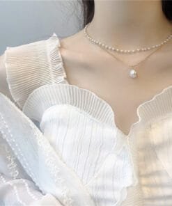 Ancient Stacked Double-layer Pearl Necklace Women