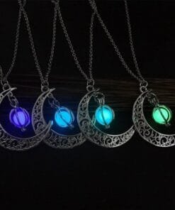 Fashion Moon Natural Glowing Stone Healing Necklace Women Gift Charm Luminous Pendant Necklace Jewelry