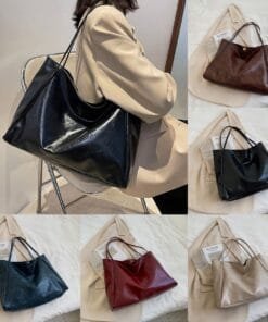 Vintage Women’s Tote Bag Athletic Casual Fashion Large Capacity Leather Shoulder Bag Shopper Harajuku Simple Handbag