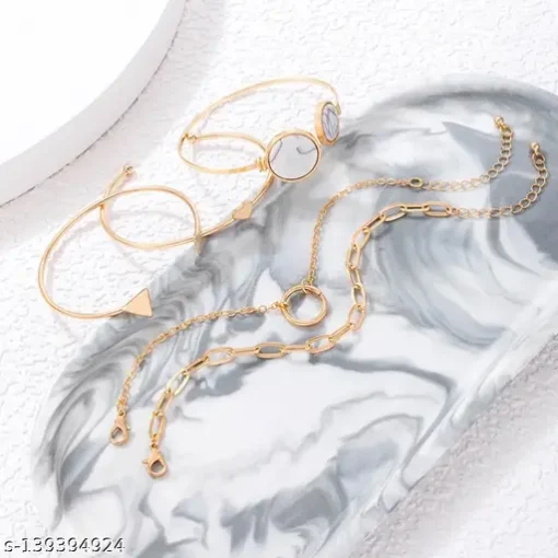 Marvellous Gold Plated Multi Strand Bracelet For Women - Image 4