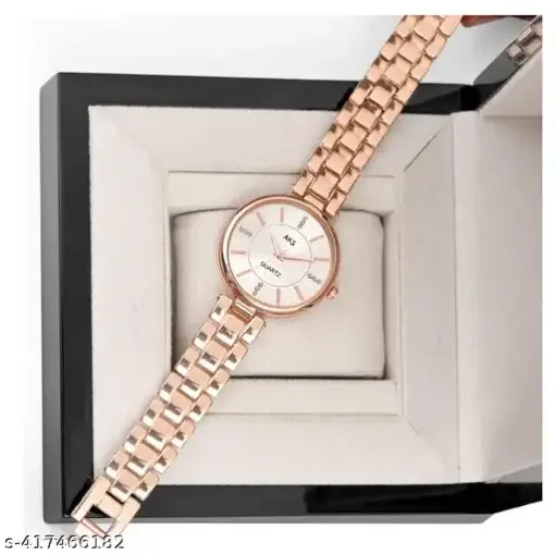 Vinar Women's Analog Watch with Silver Dial and Rose Gold Belt - Image 3