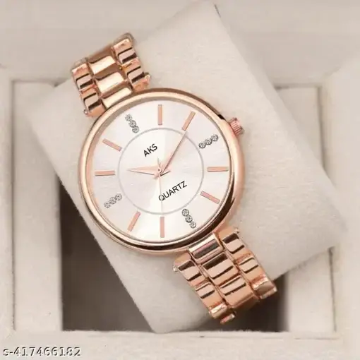 Vinar Women's Analog Watch with Silver Dial and Rose Gold Belt