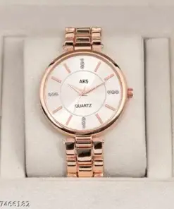 Vinar Women’s Analog Watch with Silver Dial and Rose Gold Belt