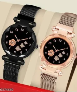 Flowered Dial Megnet Watch for Womens and Girls Combo Pack of 2